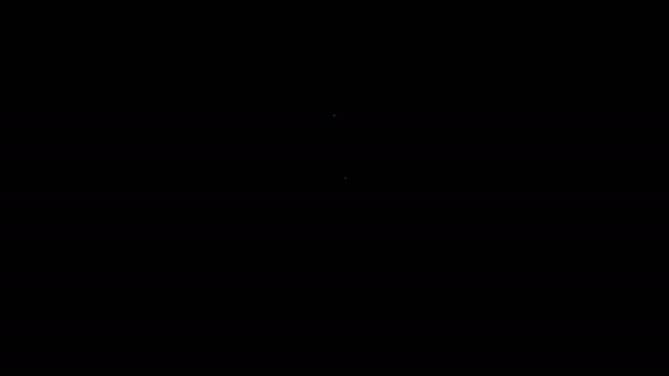 白い線黒の背景に隔離されたピザナイフアイコン。ピザカッターの看板。鋼の台所用品。4Kビデオモーショングラフィックアニメーション — ストック動画