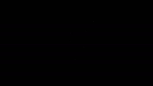 Bílá čára plátek pizzy ikony izolované na černém pozadí. Grafická animace pohybu videa 4K — Stock video