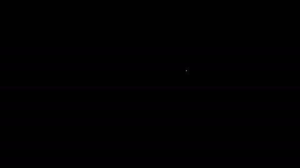 Linha branca Copo de medição para medir o ícone de alimento seco e líquido isolado no fundo preto. Plástico graduado copo com alça. Animação gráfica em movimento de vídeo 4K — Vídeo de Stock