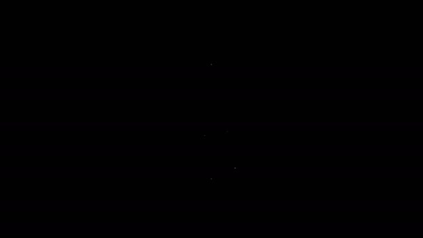 白い線黒の背景に隔離されたピザナイフアイコン。ピザカッターの看板。鋼の台所用品。4Kビデオモーショングラフィックアニメーション — ストック動画