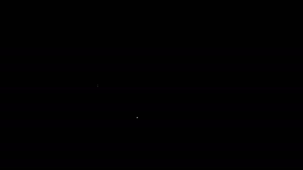 Biała linia Przyssawka pomiarowa do pomiaru ikony suchej i płynnej żywności izolowanej na czarnym tle. Zlewka z tworzywa sztucznego z uchwytem. 4K Animacja graficzna ruchu wideo — Wideo stockowe