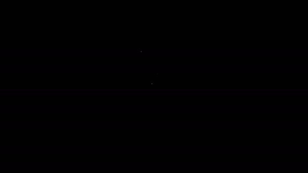 Icona Spoon linea bianca isolata su sfondo nero. Utensile da cucina. Segno di posate. Animazione grafica 4K Video motion — Video Stock