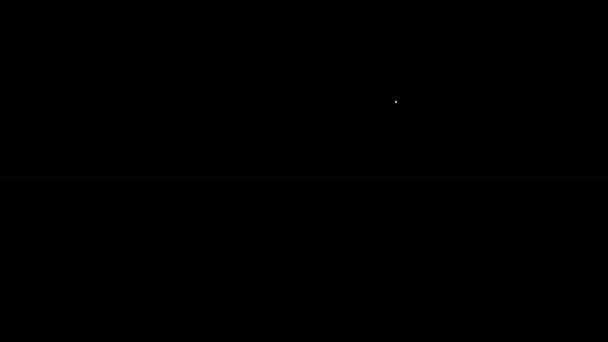 Weiße Linie Messbecher zur Messung von trockenen und flüssigen Lebensmitteln isoliert auf schwarzem Hintergrund. Kunststoff-Becher mit Henkel. 4K Video Motion Grafik Animation — Stockvideo