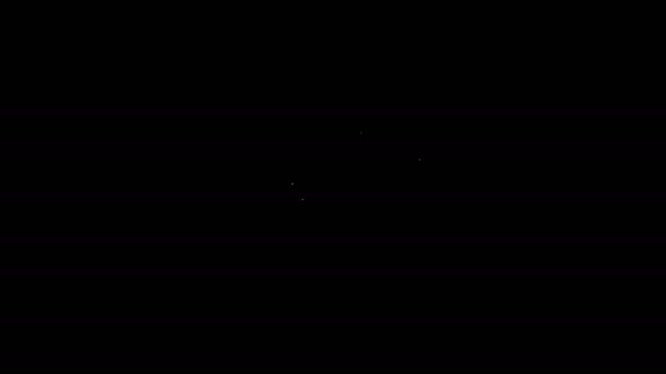 Linha branca Ícone de frigideira isolado no fundo preto. Símbolo de fritar ou assar alimentos. Animação gráfica em movimento de vídeo 4K — Vídeo de Stock
