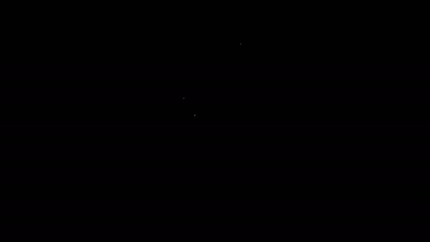 Witte lijn Maatbeker voor het meten van droog en vloeibaar voedsel pictogram geïsoleerd op zwarte achtergrond. Kunststof maatbekerglas met handvat. 4K Video motion grafische animatie — Stockvideo