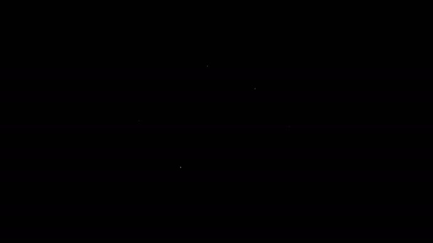 Λευκή γραμμή Μαγείρεμα εικονίδιο κατσαρόλα απομονώνονται σε μαύρο φόντο. Βράζω ή στιφάδο σύμβολο τροφίμων. 4K Γραφική κίνηση κίνησης βίντεο — Αρχείο Βίντεο