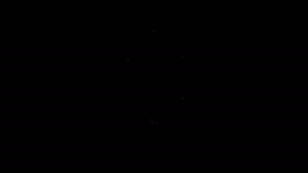 Ícone de bomba de aviação linha branca isolado no fundo preto. Uma bomba voa para baixo. Animação gráfica em movimento de vídeo 4K — Vídeo de Stock