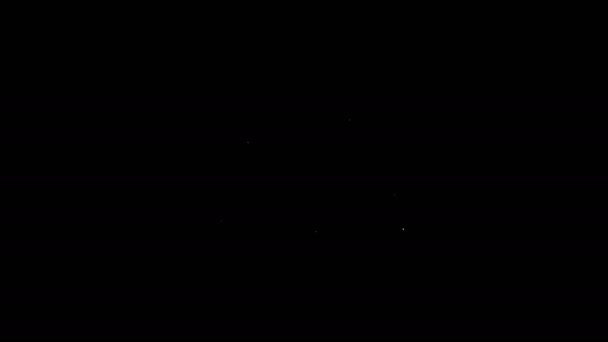 Λευκή γραμμή Στρατιωτικό κράνος εικονίδιο απομονώνονται σε μαύρο φόντο. Στρατιωτικό καπέλο σύμβολο της άμυνας και της προστασίας. Προστατευτικό καπέλο. 4K Γραφική κίνηση κίνησης βίντεο — Αρχείο Βίντεο