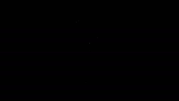 Bílá čára Baterka ikona izolované na černém pozadí. Grafická animace pohybu videa 4K — Stock video