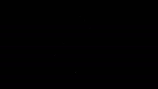 Weiße Linie Handgranate Symbol isoliert auf schwarzem Hintergrund. Bombenexplosion. 4K Video Motion Grafik Animation
