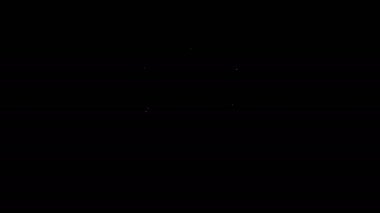 Beyaz çizgi simgesi siyah arkaplanda izole edildi. Gardiyan. Güvenlik, güvenlik, koruma, gizlilik kavramı. 4K Video hareketli grafik canlandırması
