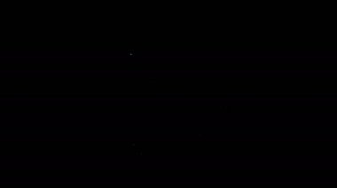 Beyaz çizgi alarm zili simgesi siyah arkaplanda izole edildi. Alarm sembolü, servis zili, el zili işareti, uyarı sembolü. 4K Video hareketli grafik canlandırması