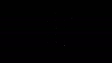 Siyah arka planda siber güvenlik duvarı simgesi olan beyaz çizgi kalkanı. Veri koruma sembolü. Güvenlik duvarı logosu. Ağ koruması. 4K Video hareketli grafik canlandırması