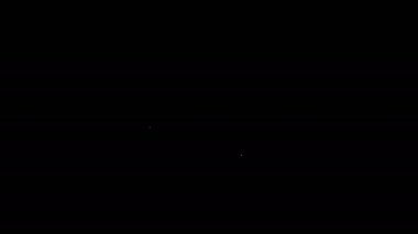 Kişisel veri simgesinin beyaz çizgi koruması siyah arkaplanda izole edildi. Konuşma balonu ve anahtar. 4K Video hareketli grafik canlandırması