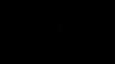 Siyah zemin üzerinde paket simgesi olan beyaz çizgi teslimat aracı. Drone karton kutu teslim ediyor. 4K Video hareketli grafik canlandırması