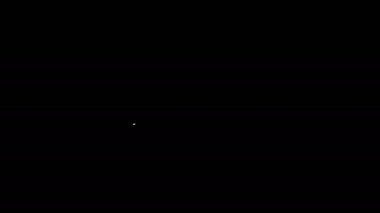 Siyah zemin üzerinde karton kutu simgesi olan beyaz çizgi taşıma bandı. 4K Video hareketli grafik canlandırması
