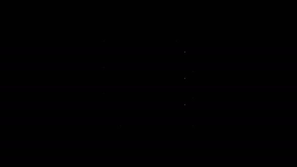 Línea blanca Caja de munición militar con algunas balas de munición icono aislado sobre fondo negro. Animación gráfica de vídeo 4K — Vídeos de Stock