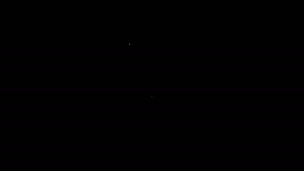Weiße Linie Militärhelm Symbol isoliert auf schwarzem Hintergrund. Heereshut Symbol der Verteidigung und Schutz. Schutzhut. 4K Video Motion Grafik Animation — Stockvideo