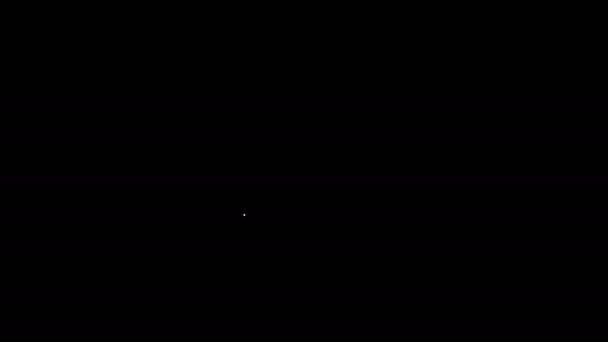 Белая линия Воинское звание значок изолирован на черном фоне. Знак военного значка. Видеографическая анимация 4K — стоковое видео