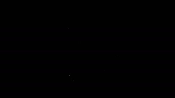 Weiße Linie Klingelnde Alarmglocke Symbol isoliert auf schwarzem Hintergrund. Alarmsymbol, Serviceglocke, Handklingelschild, Benachrichtigungssymbol. 4K Video Motion Grafik Animation — Stockvideo