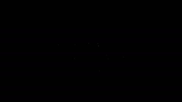 ホワイトラインファイアウォール、黒の背景に隔離されたセキュリティ壁のアイコン。4Kビデオモーショングラフィックアニメーション — ストック動画