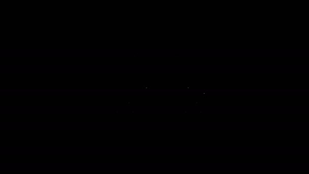 Biała linia Kolejowa ikona powozu izolowana na czarnym tle. 4K Animacja graficzna ruchu wideo — Wideo stockowe