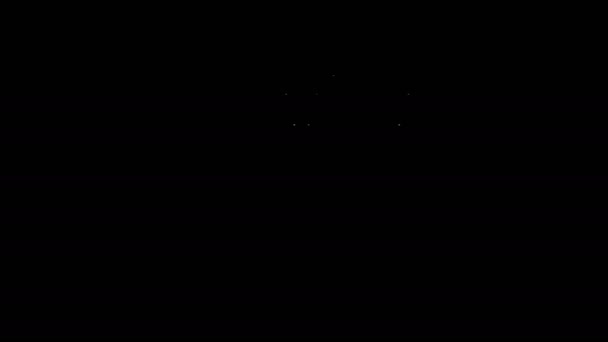 白い線黒の背景に隔離されたギフトボックスアイコン。4Kビデオモーショングラフィックアニメーション — ストック動画