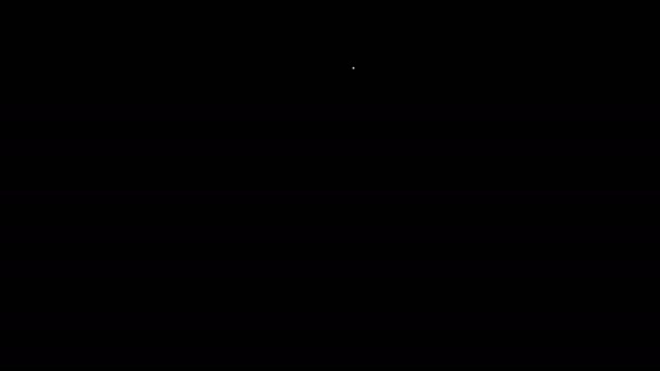 Weiße Linie Kaffeetasse Symbol isoliert auf schwarzem Hintergrund. Einweg-Kaffeetasse mit heißem Kaffee. 4K Video Motion Grafik Animation — Stockvideo