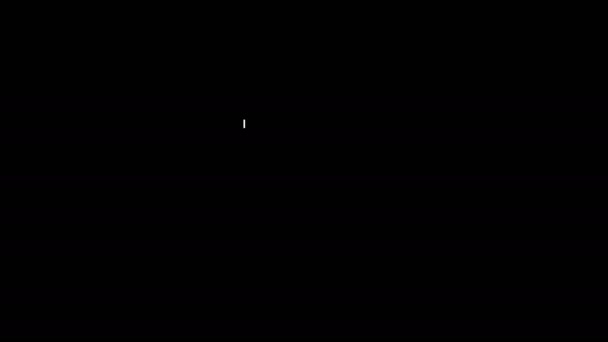 黒の背景に隔離されたアプリの配信トラッキングアイコンとホワイトラインコンピュータモニター。小包追跡。4Kビデオモーショングラフィックアニメーション — ストック動画