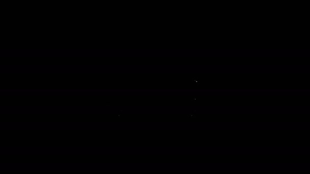 Λευκή γραμμή Παράδοση φορτηγό φορτηγό όχημα εικονίδιο απομονώνονται σε μαύρο φόντο. 4K Γραφική κίνηση κίνησης βίντεο — Αρχείο Βίντεο