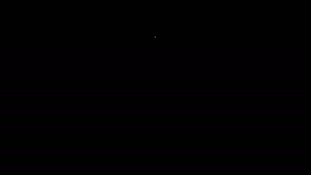Fehér vonal Skála ikon elszigetelt fekete háttérrel. Logisztika és szállítás. A kézbesítési csomag súlya egy skálán. 4K Videó mozgás grafikus animáció — Stock videók