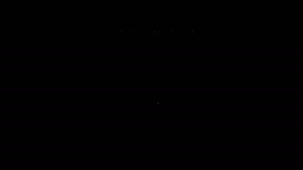Icona del codice a barre Scanner linea bianca isolata su sfondo nero. Adesivo etichetta codice a barre. Identificazione per la consegna con barre. Animazione grafica 4K Video motion — Video Stock