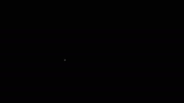 Correia transportadora de linha branca com ícone de caixa de papelão isolado no fundo preto. Animação gráfica em movimento de vídeo 4K — Vídeo de Stock