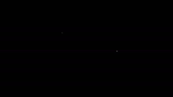 Biała linia Poczta ikona ciężarówki izolowane na czarnym tle. Samochód pocztowy. Transport samochodowy z kopertą lub listem. 4K Animacja graficzna ruchu wideo — Wideo stockowe