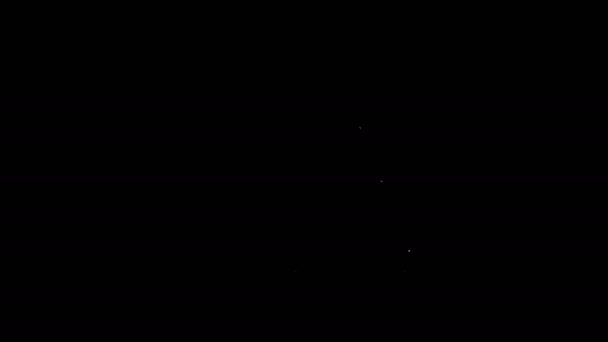 Línea blanca Icono de camión y cajas de mano aislado sobre fondo negro. Símbolo Dolly. Animación gráfica de vídeo 4K — Vídeos de Stock