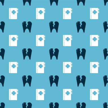 Kırık diş ve not panosunu, dişçi kartıyla kusursuz bir kalıba sokun. Vektör