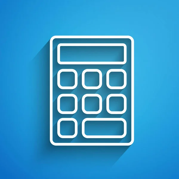 Vit Linje Triangel Matematik Ikon Isolerad Blå Bakgrund Lång Skugga — Stock vektor