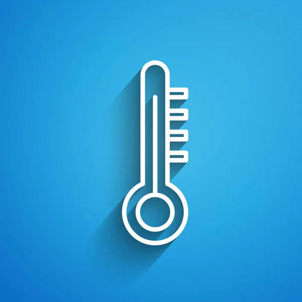 Fehér Vonal Meteorológiai Hőmérő Ikon Elszigetelt Kék Alapon Hőmérő Berendezés — Stock Vector