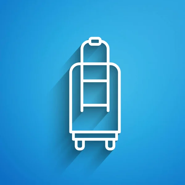 White Line Suitcase Travel Icon Isoliert Auf Blauem Hintergrund Reisegepäckzeichen — Stockvektor