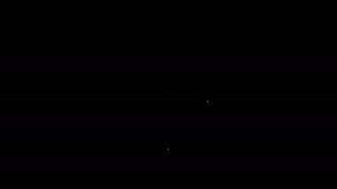 Siyah arkaplanda beyaz çizgi pusula simgesi izole edildi. Rüzgâr yön bulma sembolü. Rüzgar gül işareti. 4K Video hareketli grafik canlandırması