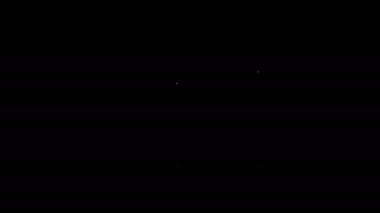 Siyah arka planda beyaz çizgili lastik eldiven ikonu var. Lateks el koruması işareti. Ev işi temizlik ekipmanları sembolü. 4K Video hareketli grafik canlandırması