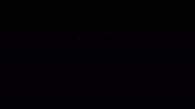 Beyaz çizgi cam tüp deney tüpü alev ısıtıcı deney ikonu siyah arka planda izole. Laboratuvar ekipmanları. 4K Video hareketli grafik canlandırması