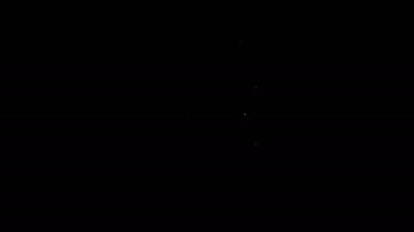 Beyaz çizgi ilaç şişesi ve siyah arka planda izole edilmiş hap ikonu. Şişe hapı işareti. Eczane tasarımı. 4K Video hareketli grafik canlandırması