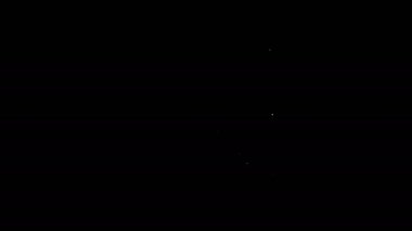 Siyah arkaplanda klavye ve fare simgesine sahip beyaz çizgi bilgisayar monitörü. Bilgisayar bileşeni işareti. 4K Video hareketli grafik canlandırması