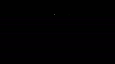 Beyaz çizgi test tüpü ve siyah arkaplanda izole edilmiş kimyasal test ikonu. Laboratuvar cam levhası. 4K Video hareketli grafik canlandırması