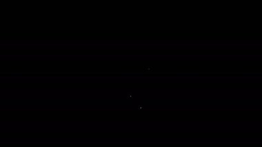 Beyaz çizgi güneş sistemi simgesi siyah arkaplanda izole edildi. Gezegenler yıldızın etrafında dönerler. 4K Video hareketli grafik canlandırması