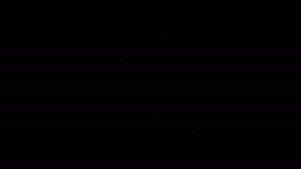 Белая линия Стеклянная колба пробирки на иконке эксперимента нагревателя огня изолированы на черном фоне. Лабораторное оборудование. Видеографическая анимация 4K — стоковое видео