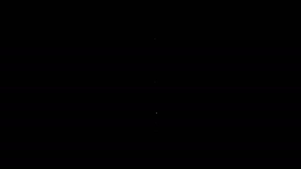 Linea bianca Termometro Meteorologia icona di misurazione isolato su sfondo nero. Apparecchiatura termometrica che mostra tempo caldo o freddo. Animazione grafica 4K Video motion — Video Stock