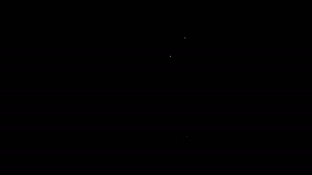 Schránka bílé čáry s ikonou dokumentu izolovanou na černém pozadí. Grafická animace pohybu videa 4K — Stock video