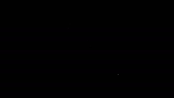 Icona microscopio linea bianca isolata su sfondo nero. Chimica, strumento farmaceutico, strumento di ingrandimento di microbiologia. Animazione grafica 4K Video motion — Video Stock